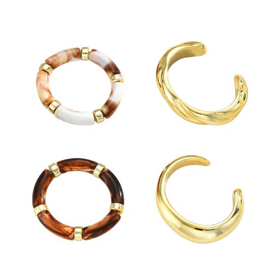 Set da 4 Pezzi Braccialetti da Donna Apribili Regolabili Metallo ad Alta Lucidatura Braccialetti Stratificati Resistenti all'Usura Braccialetti Impilabili Gioielli da Polso