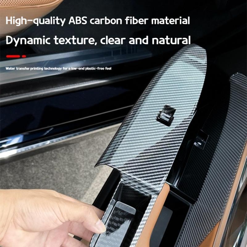 Für BMW 7er i7 G70 2025-2025 Auto ABS Kohlefaser vordere Türfenster-Knopfrahmen Hebefläche Auto-Innenzubehör