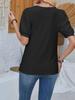 2024 Spring/Summer Women's U-neck Loose Casual T-shirt with Bubble Sleeves