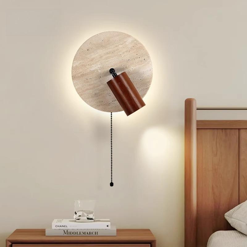 Japanese retro bedside LED wall light natural yellow cave stone wall light with cable switch home bedroom atmosphere lighting