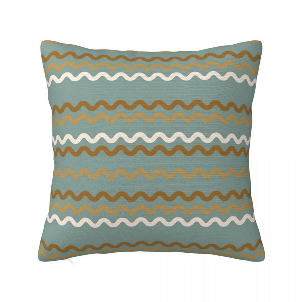 Earth Toned Waves Zigzag Pillowcase Polyester Cushion Cover Gift Wavy Throw Pillow Case Cover Home Zipper 40*40Cm