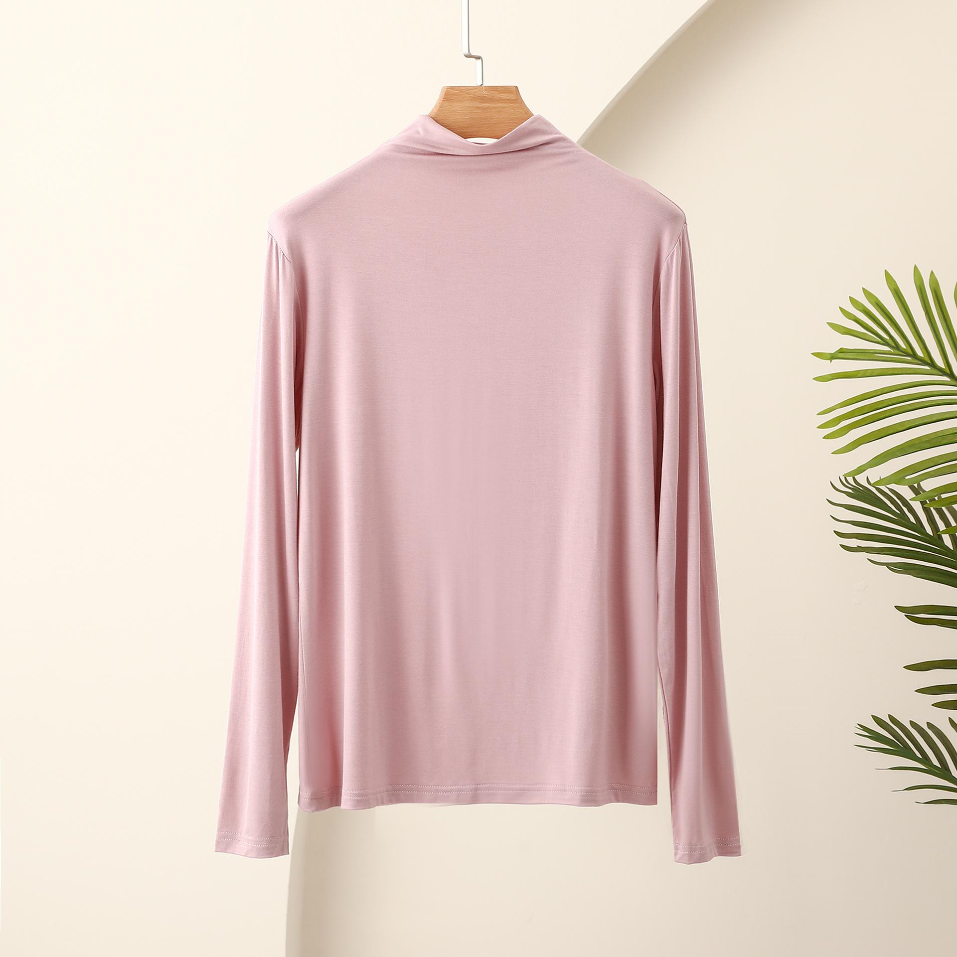 

L до 4XL Великі розміри Водолазка З довгим рукавом Футболки Осінь Зима Базовий шар Футболка Однотонна Модал Комфорт Футболка Топи Нижня білизна 4XL рожевий