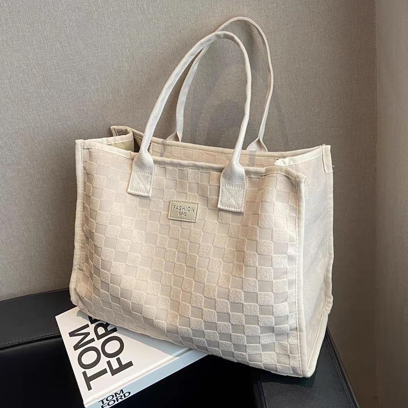 

2025 Women s Large Canvas Commuter Tote - Fashionable Single Shoulder & Shopping Bag бежевый