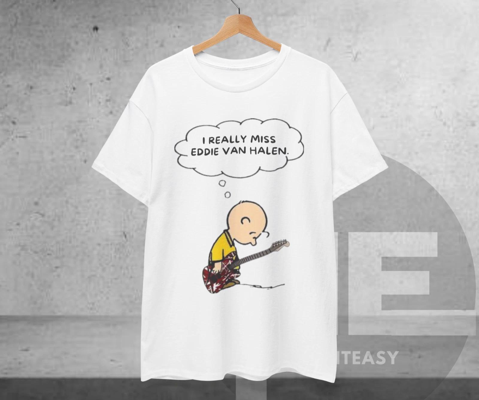 Men s and Women s T-shirts I Really Miss Eddie Van Halen T-Shirt Guitar Unisex Tee Fan Gift L