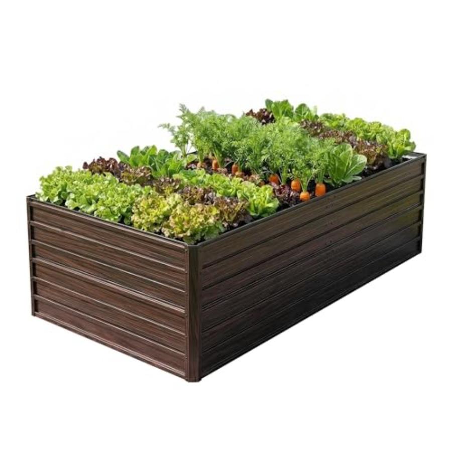 

Galvanized Raised Garden Beds 8x4x2FT Outdoor Planter Boxes with Safety Edging and Gloves Rustic Country Style Metal Garden Bed United States