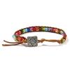 Stone Wrap Leather Bracelets Vintage 2 Strands Multilayer Woven for Women Men