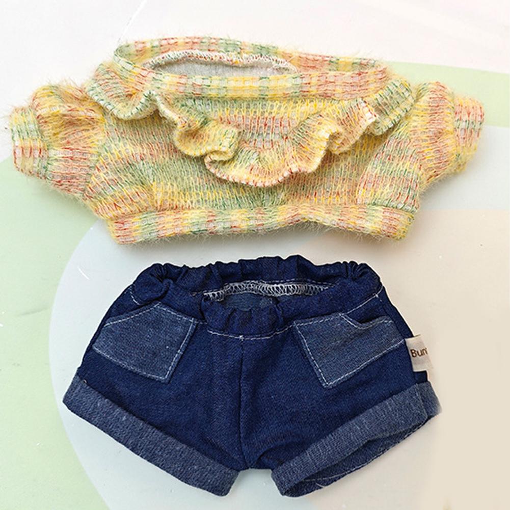 For 37cm Labubu Doll Shirts Sweater Hat Cartoon Plush Doll Replacement Outfit Playing House Accessories Mini Clothes