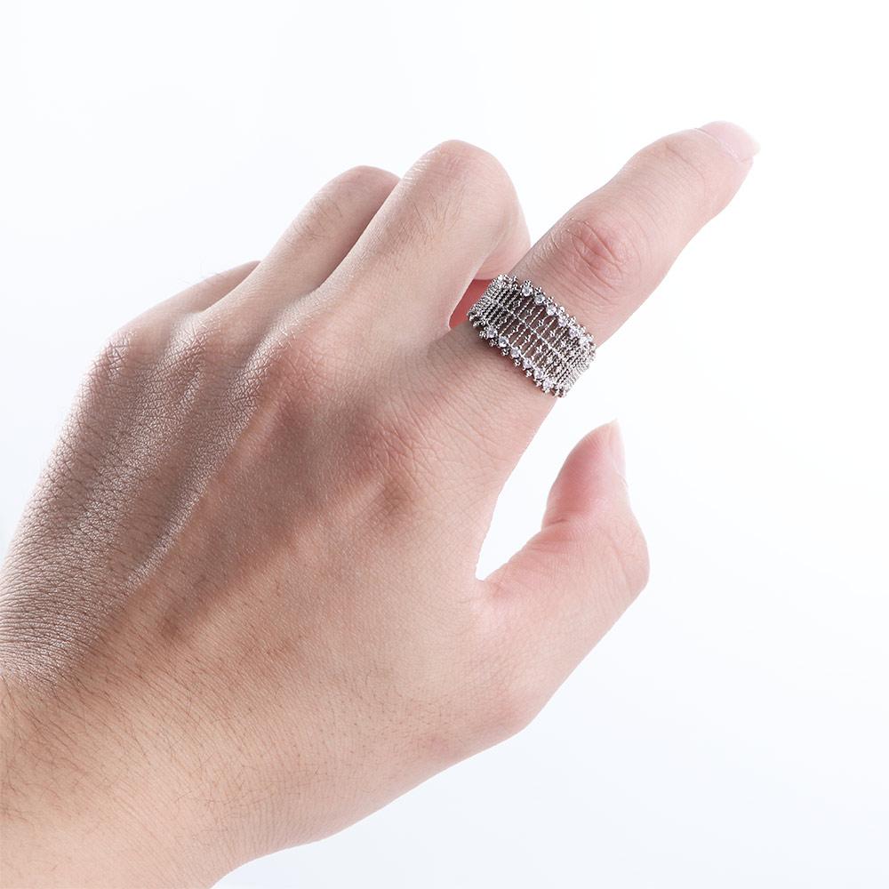 Punk Style Rhinestone Ring Korean Style Ring Opening Adjustable Ring Female Finger Ring