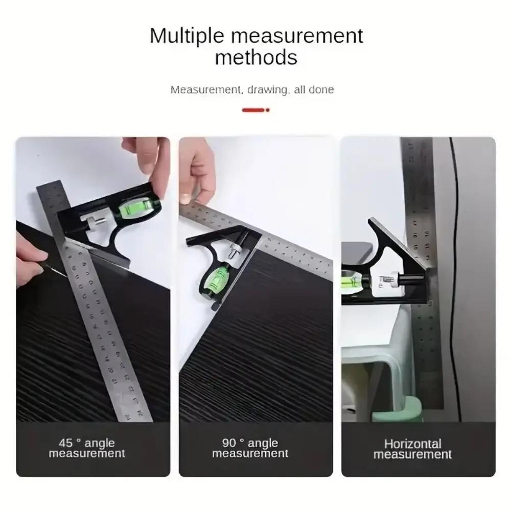 Stainless Steel Angle Square Measuring Tools Durable Aluminium Alloy Angle Measuring Tool 45/90 Degree Angle Precise Angle Ruler