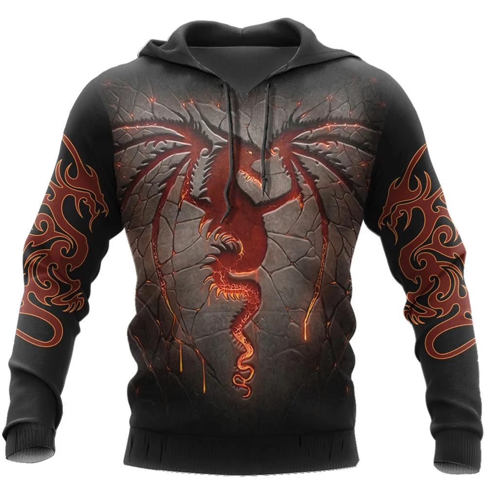 Herren-Hoodie mit chinesischem Drachen-Print, Mode 3D-Drachenmuster, neues Sweatshirt, Hip Hop Harajuku, übergroßer Pullover, Herrenbekleidung