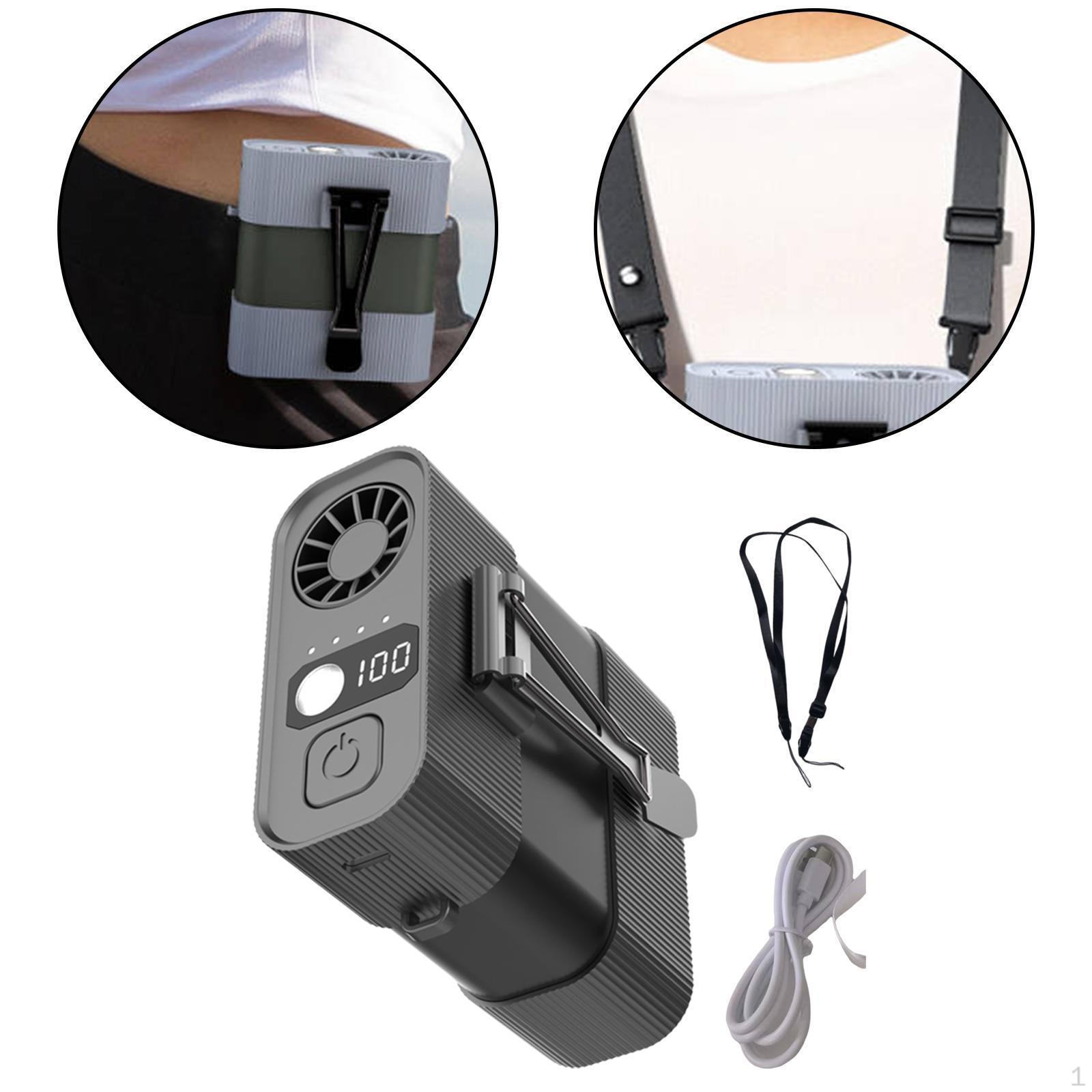

Compact Waist Clip Fan with Flashlight for Running And Camping Activities темно-серого