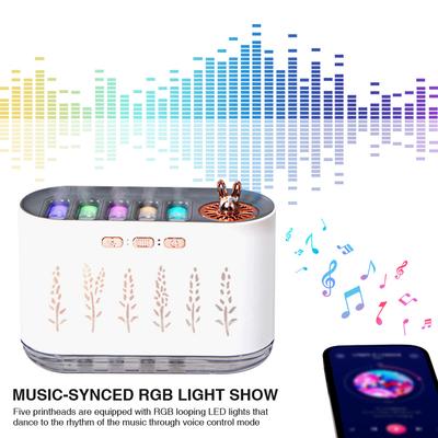 7 Farben LED Nachtlicht Musikerkennung Luftbefeuchter mit 5 Düsen Sprüh-Aromatherapie-Diffusor Luftreiniger Öl-Diffusor für Schlafzimmer
