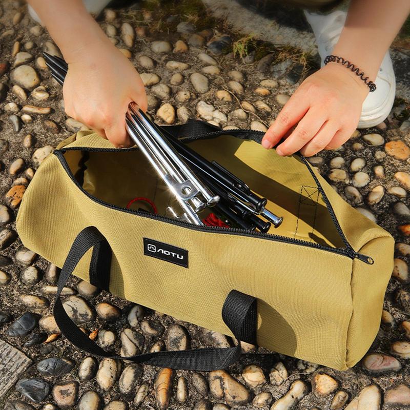 Outdoor Camping Tent Stake Bag Canvas Double Layer Camping Tent Peg Nail Storage Bag Tent Accessories Extensive Use