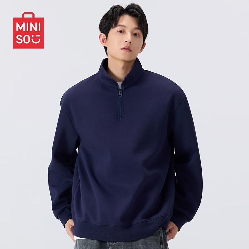 MINISO Men's Trendy Stand-Collar Half-Zip Sweatshirt