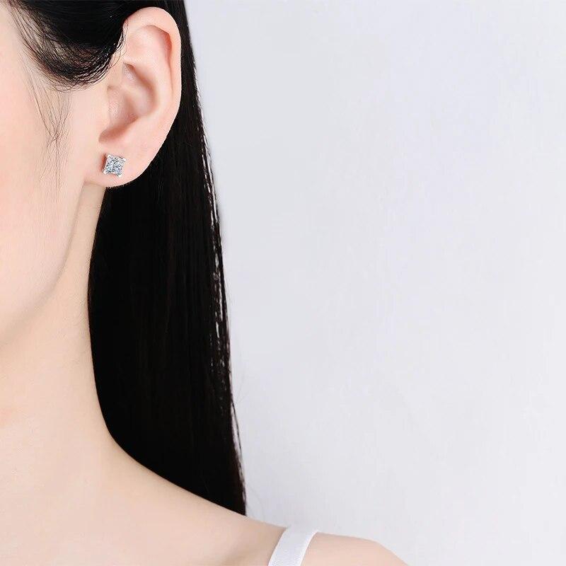 D Color 1ct  Moissanite Stud Earrings For Women Luxury Jewelry Original 925 Sterling Diamond Wedding Party Earring Gift