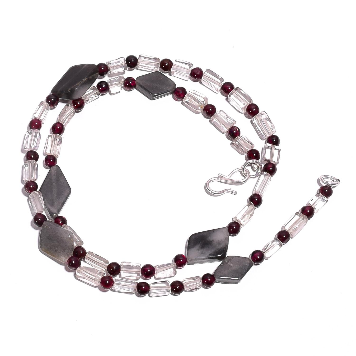 

Natural Aventurine Crystal Garnet Gemstone Smooth Beads Necklace 17 UB-4572 UB-4572