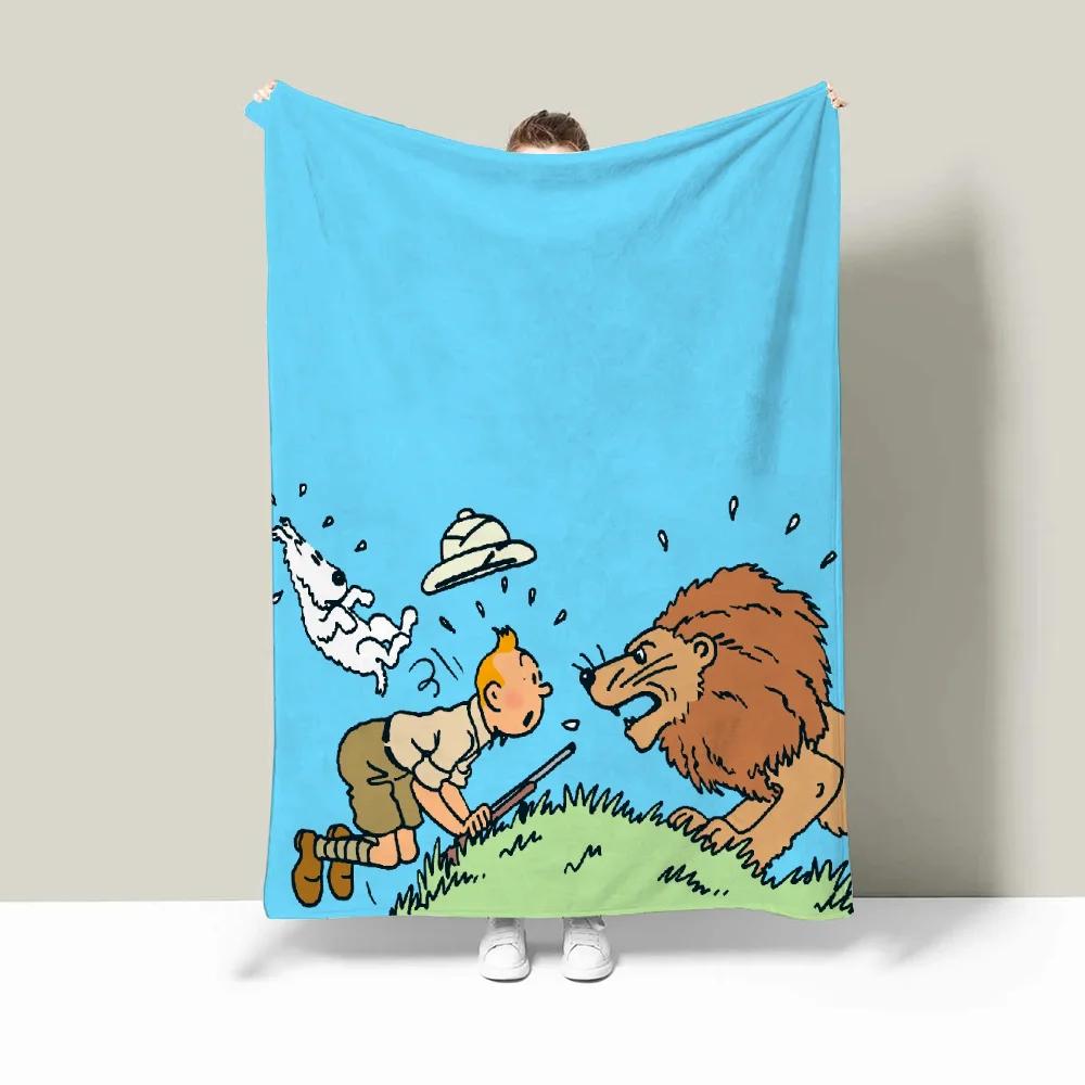 Tintins Kapuzendecke für Sofas, individuelle Decken, Charaktere, flauschig, kariert, Luxusbettwäsche, Bettüberwurf, Strandtuch, Heim und Dekoration