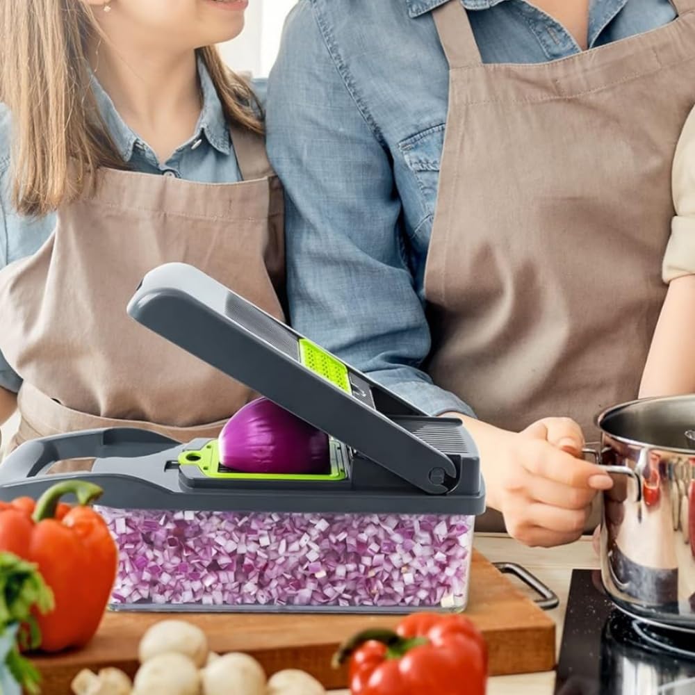 Vegetable Vegetable Food Vegetable Onion Chopper with Vegetable Cabbage Radish Slicer Set Chopper, 13-in-1 Cutter, Chopper, Chopper, Container,