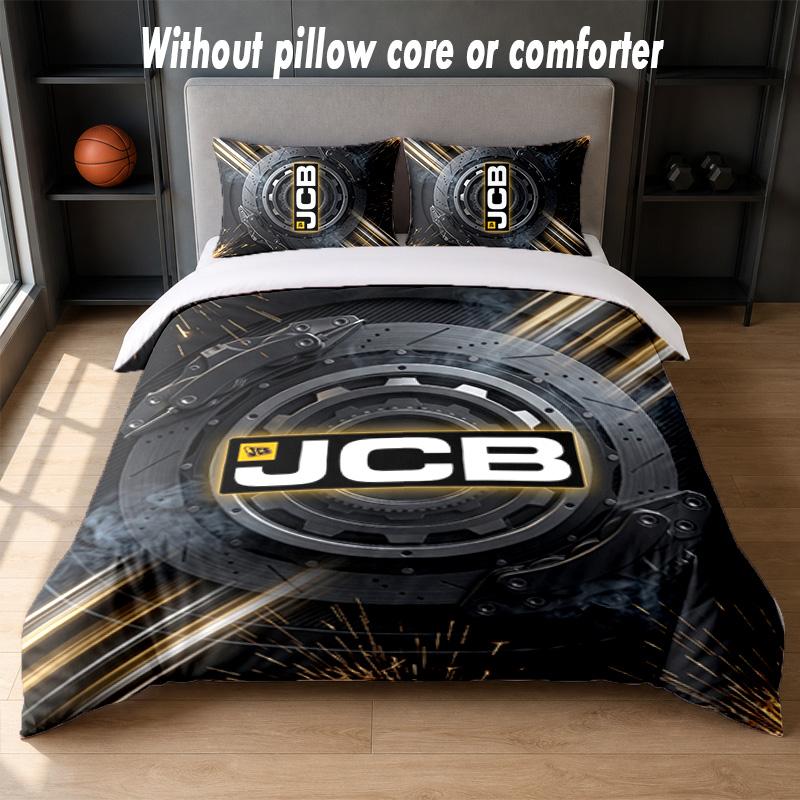 JCB Design Bed Bedding Set 1 Duvet Cover + 2 Pillowcases Soft Breathable Household Bed Linens