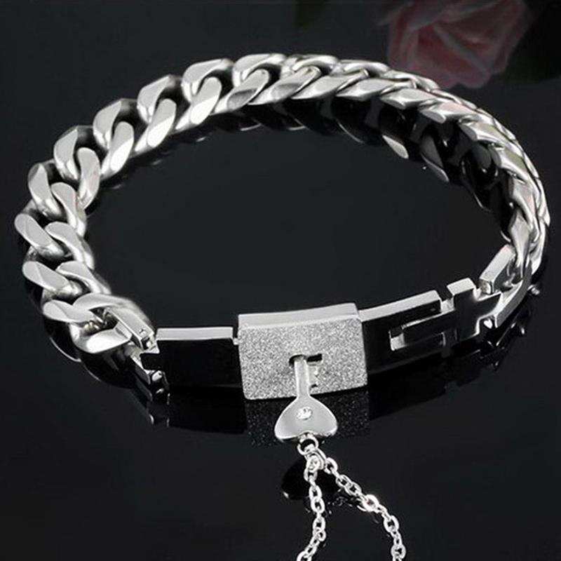 Love Locks Key Valentine's Day Titanium Steel Couple Bracelet Set Jewelry Bracelet Necklace