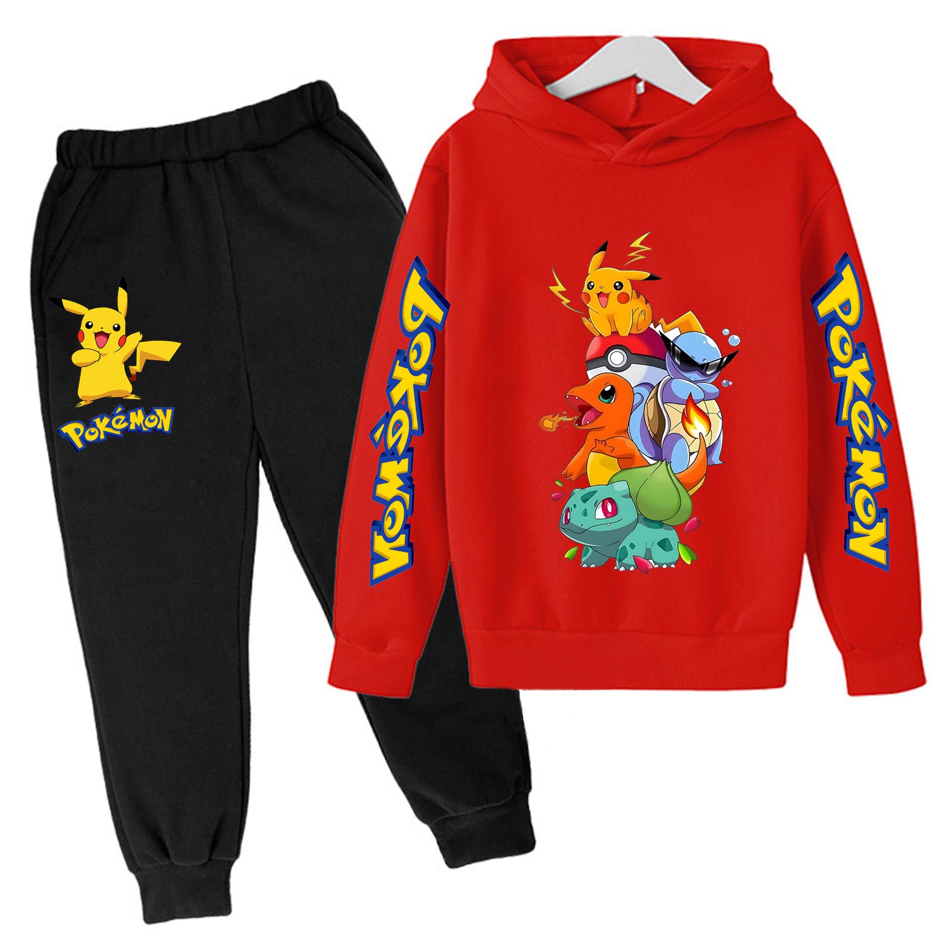 Kinder Freizeit Anime Pikachus Hoodie Set Frühling Herbst 3-14J Jungen Kleidung Mädchen 110cm