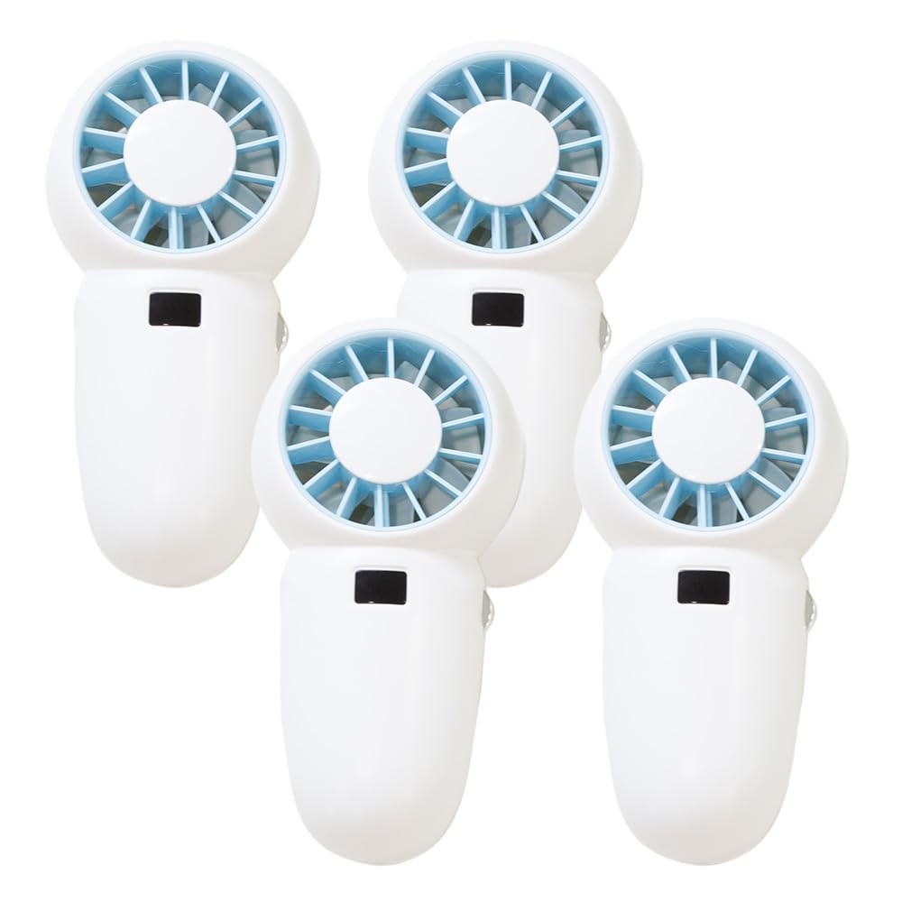 Set of 4 FluleForest Jet Handy Handy Portable 100 Levels of Air Flow Dial Stand Strap USB Fan, Fan, White, Fan, Adjustment, Type, Rechargeable,