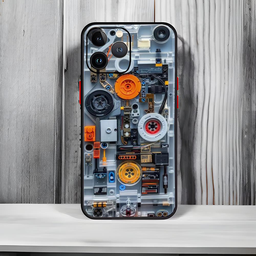 Techy Futuristic Pattern C-Circuit Board Phone Case Black Matte Thin Phone Case For iPhone17 16 15 14 13 ProMax iphone12promax