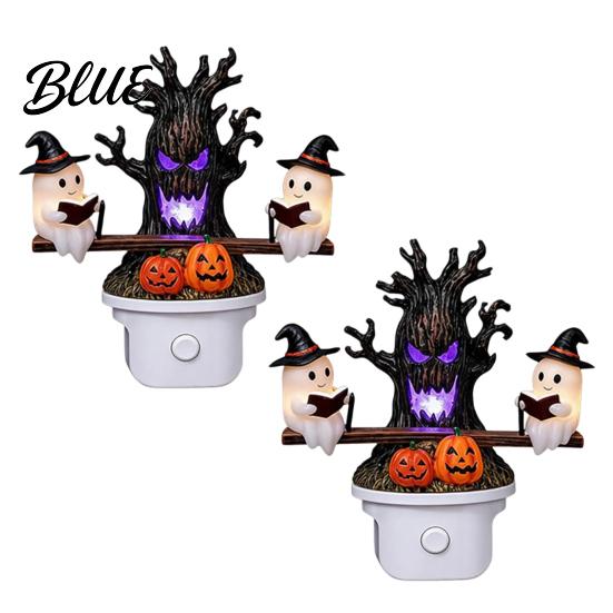 Halloween Night Light Light Plug-in Resin Seesaw Ghost And Dead Tree Child-friendly Lamp Waterproof Spooky Decor for Bedroom Party Ornament Scary