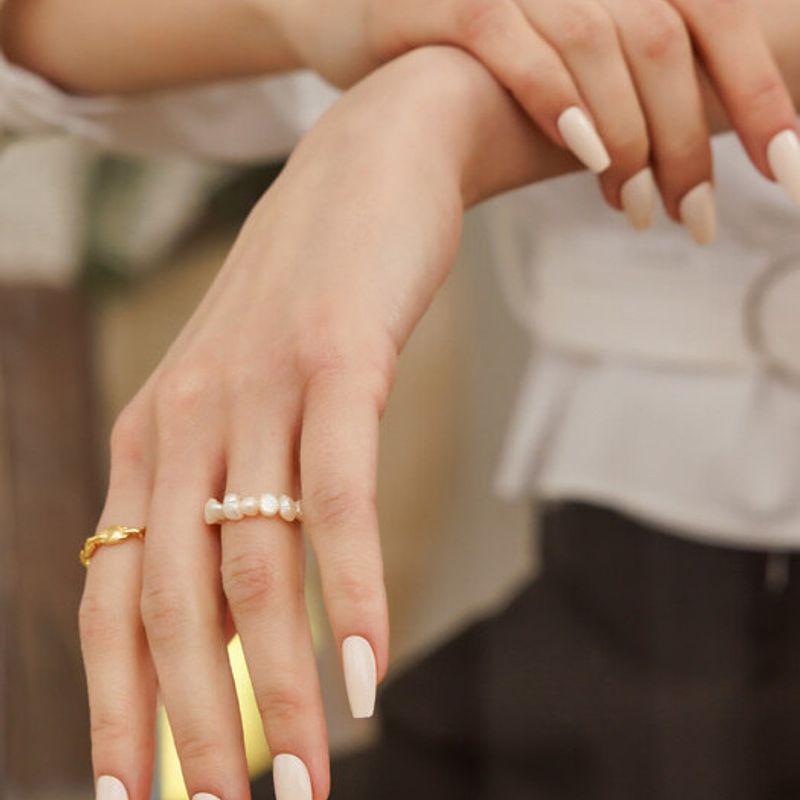 Многоразовые накладные ногти телесно-бежевые (Гроб)