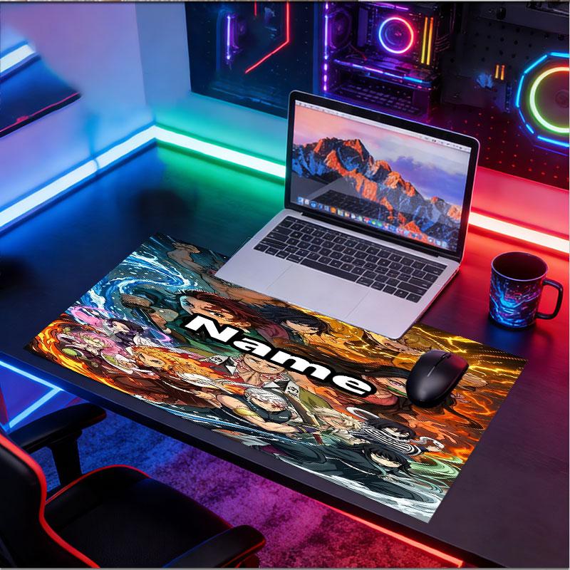 Custom Name Personalized Demon Slayer Pattern Mousepad, Laptop PC Desk Mat, Decorative Desk Mat for Home Keyboard Pad Gift