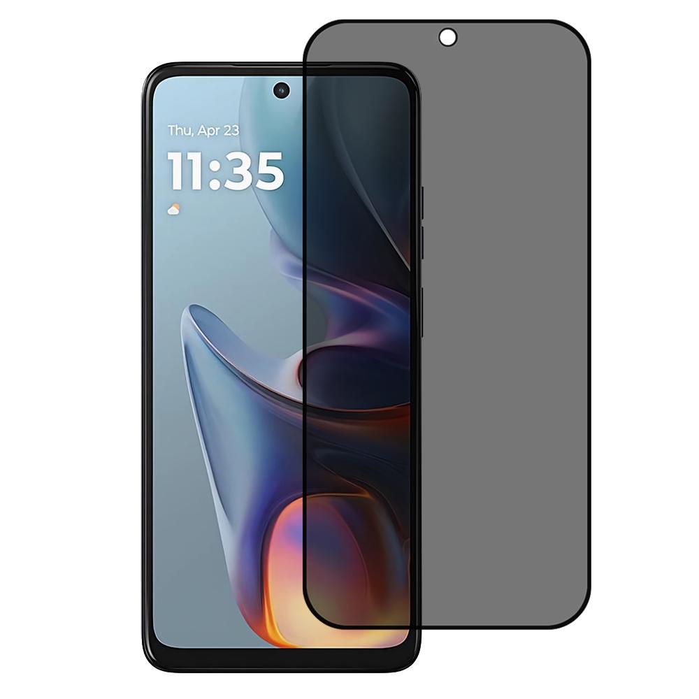 For Motorola Moto E15 4G Anti-Peep Full Covering Screen Protector Silk Printing Tempered Glass Film