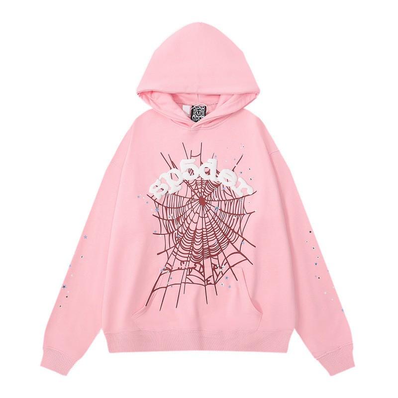 Sp5der Hoodie Unisex Oversized Cotton Pullover With Foil Letter Print Fall Casual Streetwear