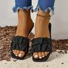 Fashion Casual Lightweight Slide Sandals - Women's Pleated Design Open Toe Flat Summer Shoes