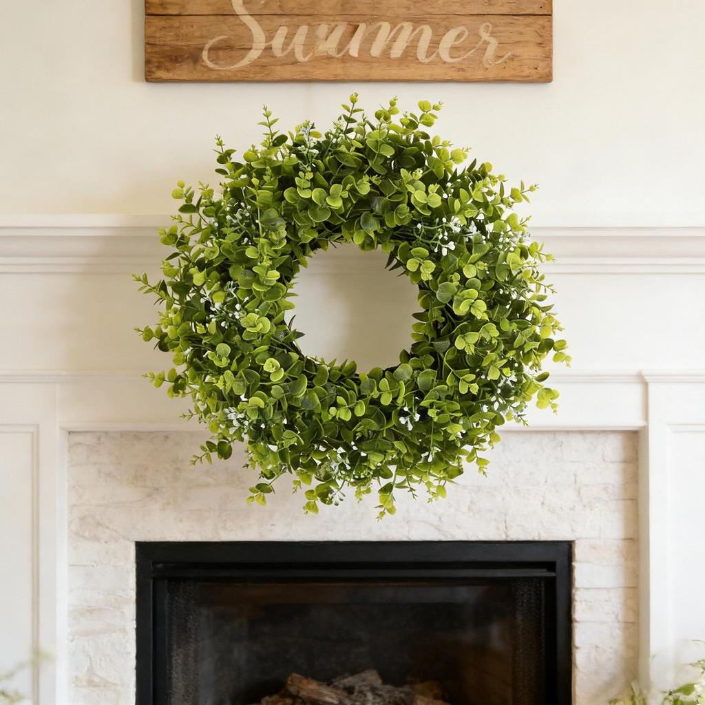 Kai Jin Eucalyptus Leaf and Berry Wreath - Rustic Farmhouse Spring/Summer Wall Decor