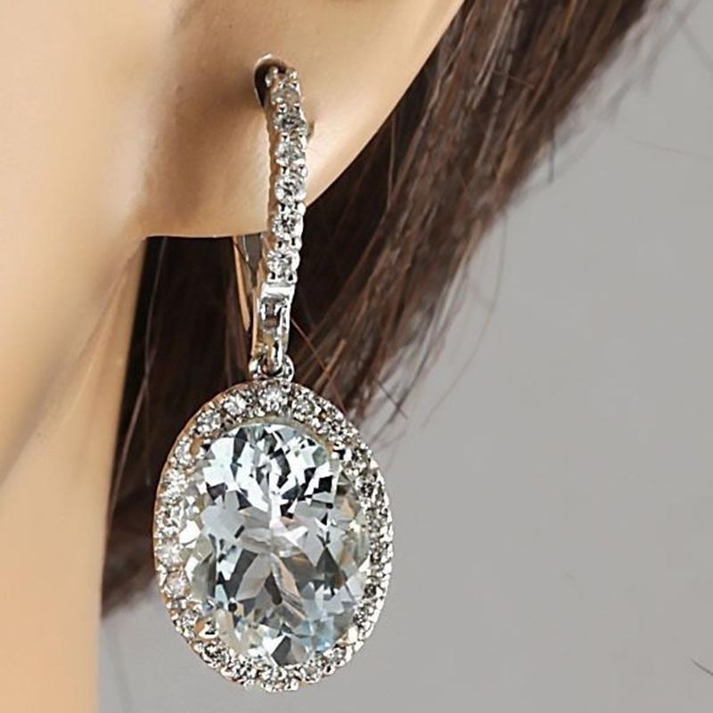 Modă Cer Oval Albastru Zirconiu Cubic Cercei Căzuți pentru Femei Cristal Atârnător Zircon Boucles d'oreilles L3K567