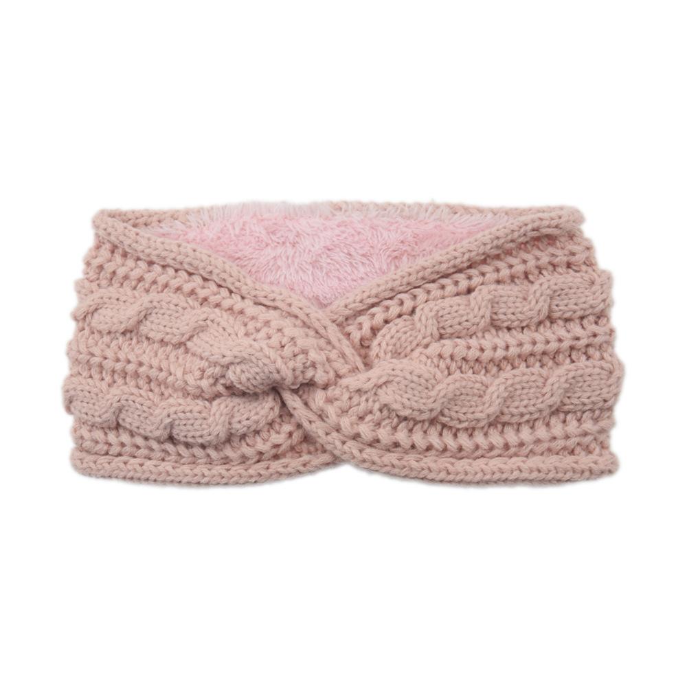 Winter Cross Knit Headband Thick Crochet Turban Knitted Ear Warmer with Plush Lining Ear Muffs Cold Weather Stocking Stuffers