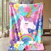 Unicorn Rainbow Fantasy Theme Blanket Lightweight Warm Flannel Blanket Decorative Throw Blanket for Home Decoration