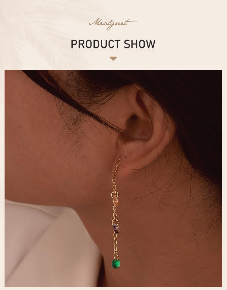 Sparkling Zirconia Dangle Chain Earrings for Women, Stainless Steel Long Chain Drop Earrings Jewelry