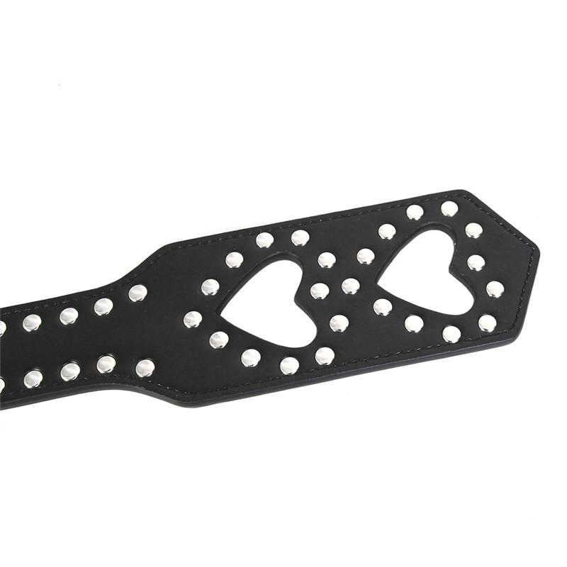 Puste serce czarne z nitami SM Flogger Spank Paddle Beat uległe seksowne perwersyjne fetysz BDSM bicz uderzanie Sex-zabawka dla