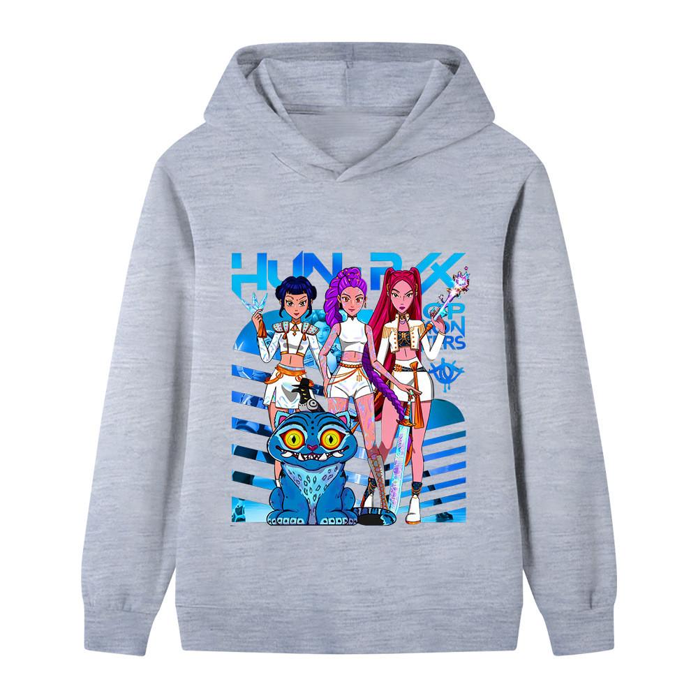 B1231 Kids Boys Girls Kpop Rumi Zoey Mira Print Long Sleeves Hoodie
