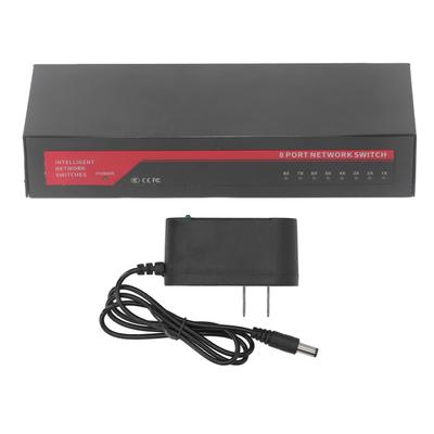 8 Port Gigabit PoE Switch Sturdy Metal Fanless Plug and Play Wall Mount Ethernet Splitter For Home