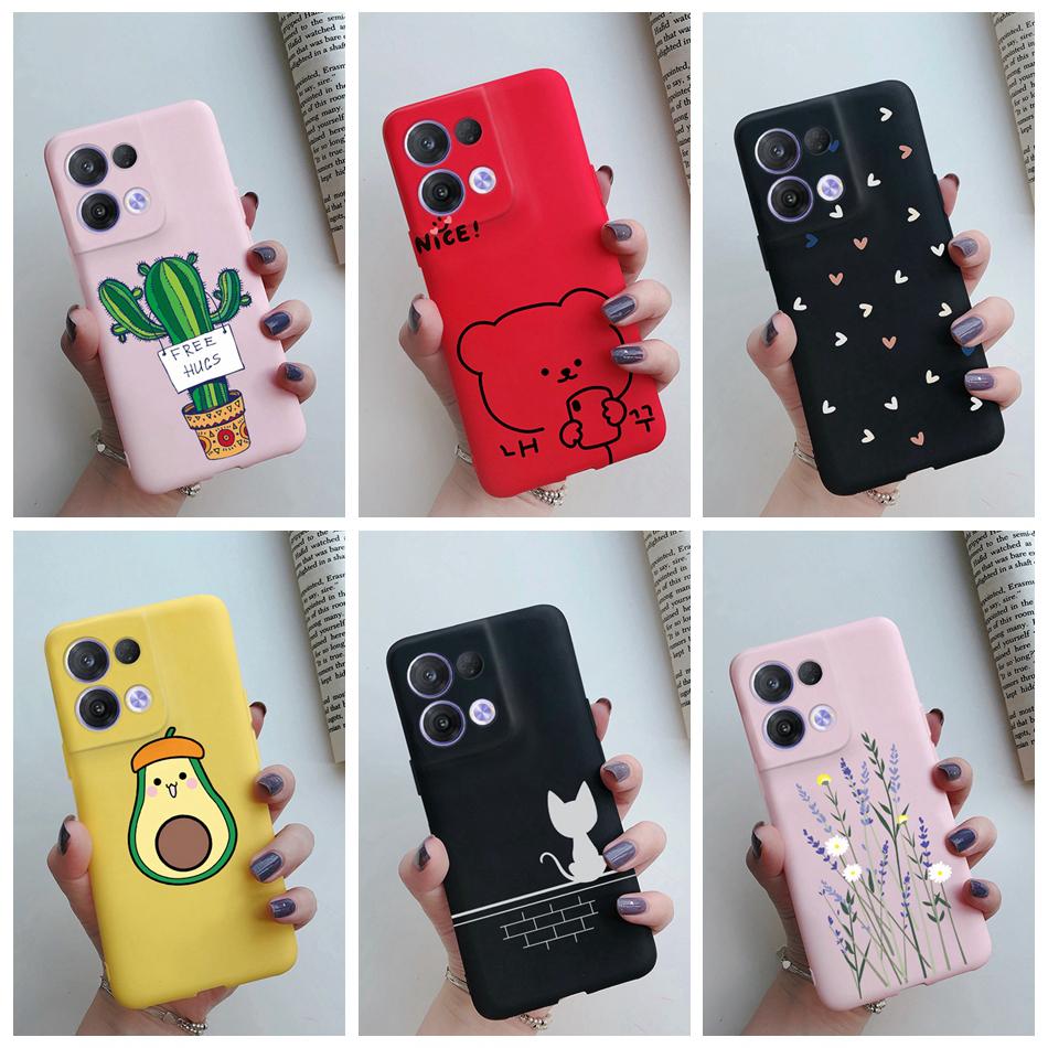For Oppo Reno 8 Case OPPO Reno 8 Pro Plus Reno8 4G 5G Cover Cute Cactus Cartoon Phone Case Protection Shockproof Soft Back Cover