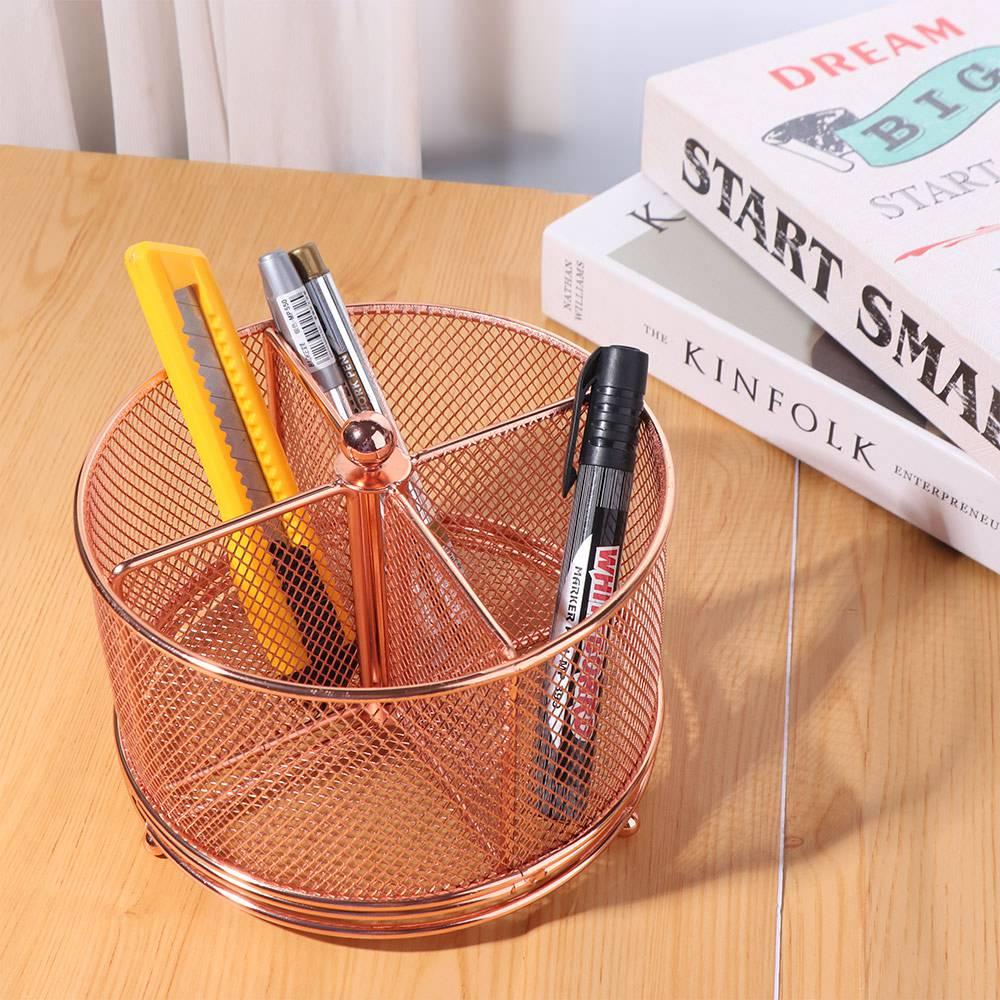 Hollowed-out Makeup Brush Storage Bucket 4 Compartments Desktop Storage Container  Girl Gift