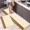 Tegneserie sjakkbrett Solblomst kjøkkenmattesett Søt løpeteppe til hjemmet Absorberende Anti-skli Vaskbare baderomsmatter 40x60cm 40x120cm 2 stk.