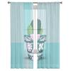 Plant Cactus Flower Pot Tulle Curtains For Living Room Decoration Modern Chiffon Sheer Voile Kitchen Curtain