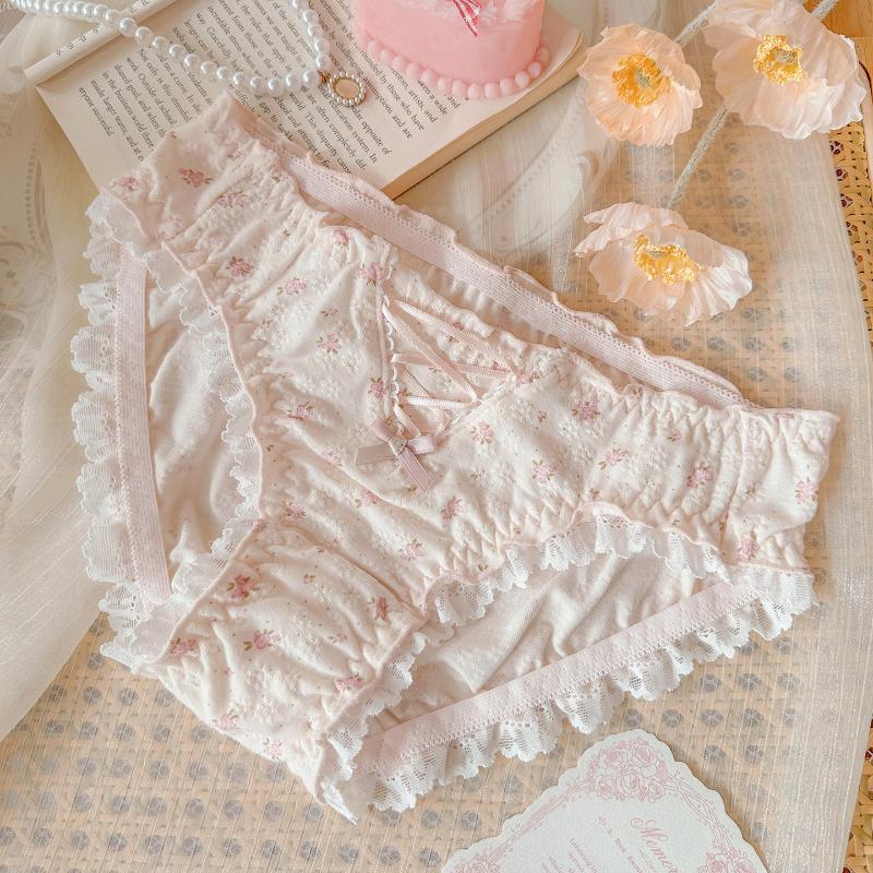 

Summer French Floral Cotton Underwear for Women Plus Size Sexy Panties XXL розовый