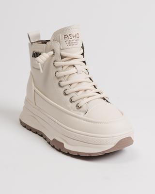 Buty na wysokiej platformie Lola Andy 52060 36 mleczne skóra wełna