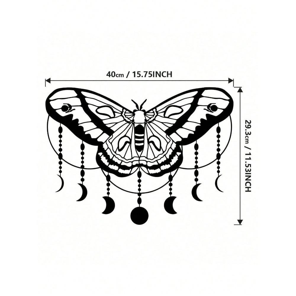 Moon Phase Moth Metal Wall Art Witchy Halloween Decor Indoor Outdoor Gift Modern Home TY7255