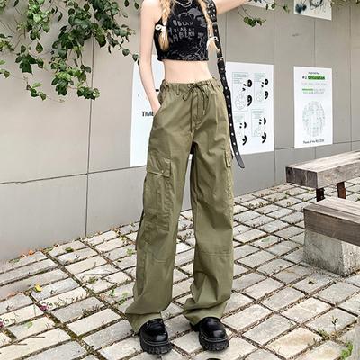 Pantalones Cargo Nuevos para Mujer Retro Ropa de Trabajo Casual Rectos Moda Pierna Ancha Bolsillos Pantalones Jogger Y2k Streetwear