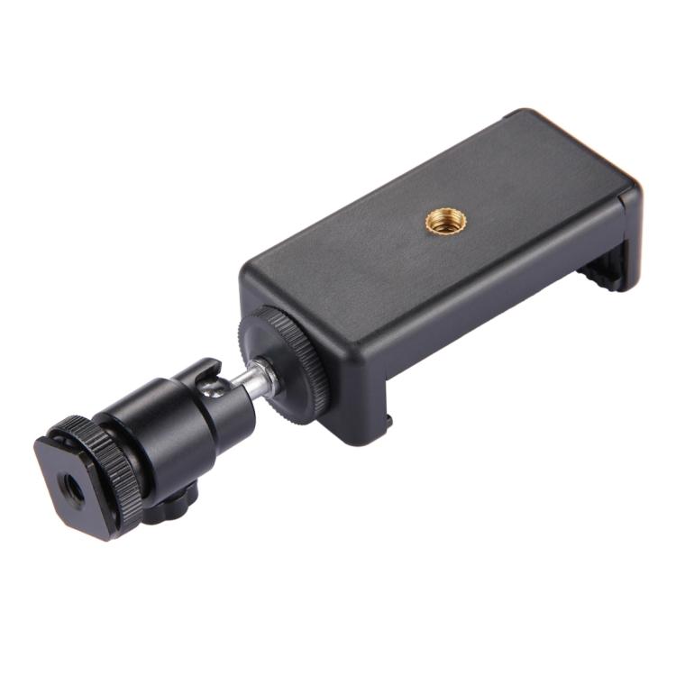 PULUZ 1/4 Inch Hot Shoe Tripod Head +  Tripod Stand Clamp for iPhone, Samsung, Huawei, HTC, 5.5cm - 8cm Width Smartphones